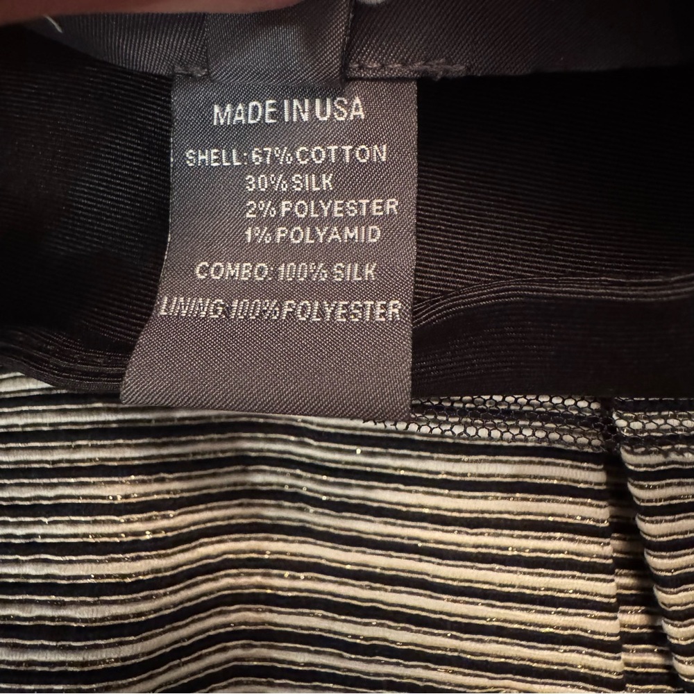 Jennifer Chun Pleated Silk Blend Gold Black White Skirt w/ Pockets Size 4 - Picture 5 of 16